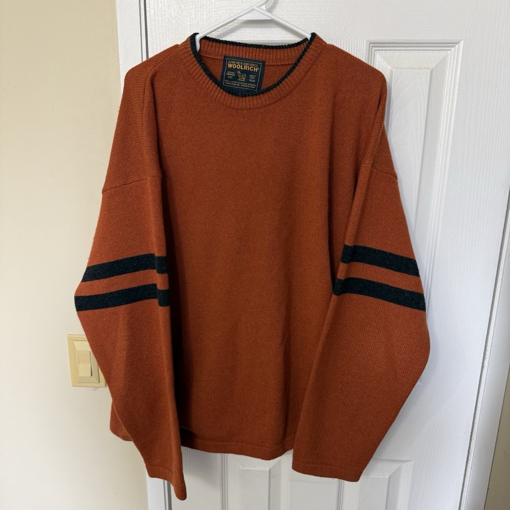 Woolrich Men's Lambswool Blend Burnt Orange Sweater Size 2XL